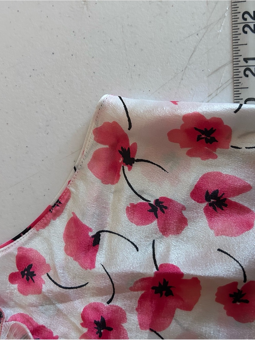 Oscar de la Renta Vintage Large Pink Label Pink Satin Floral Sleep Tank Top - Picture 5 of 6